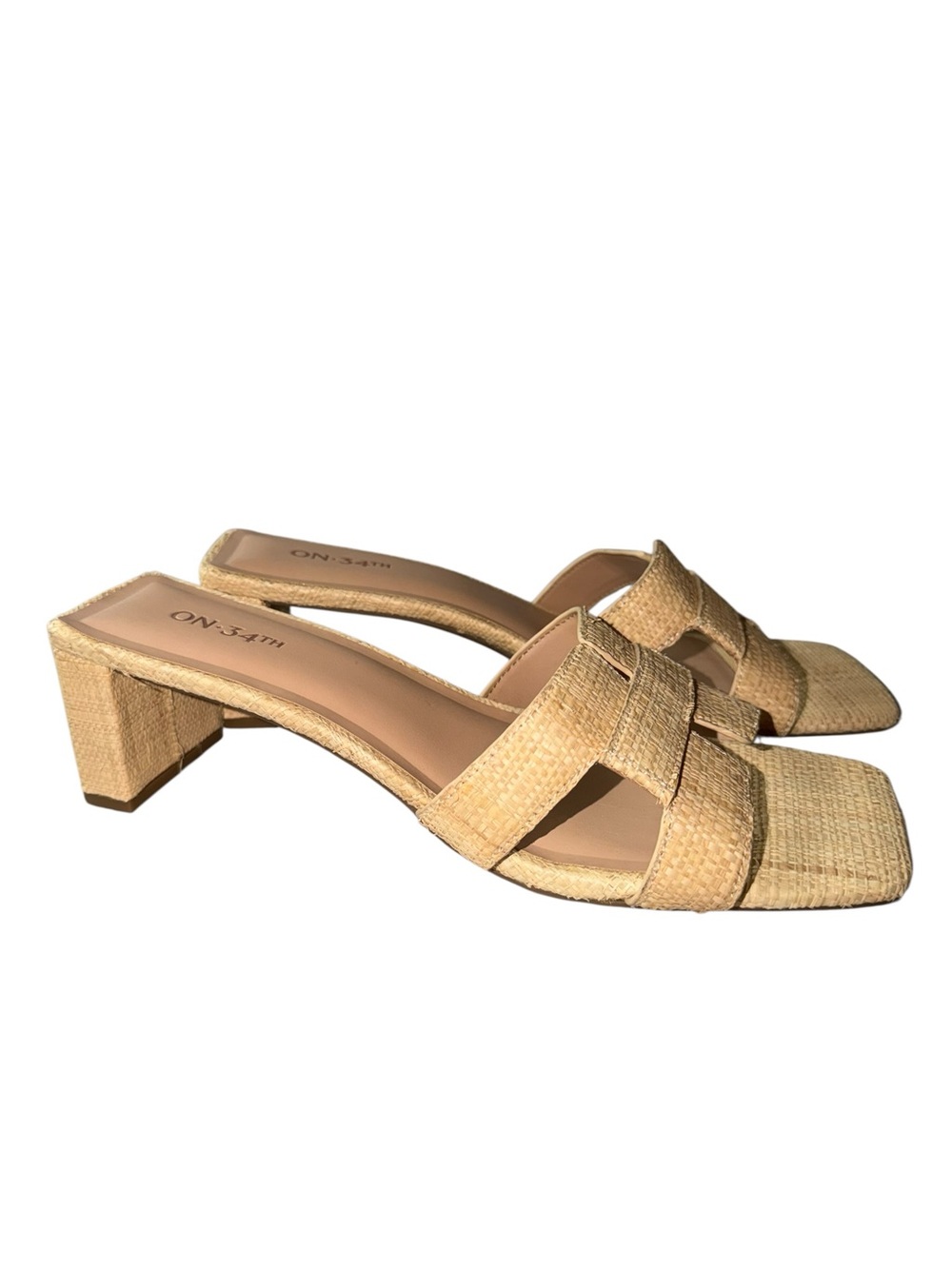 Neutral Woven Block Heel Mules